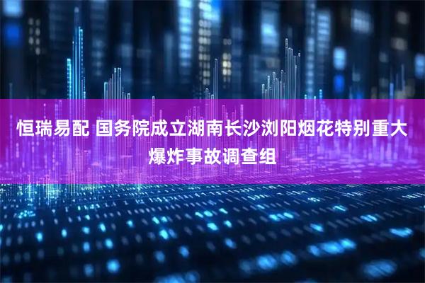 恒瑞易配 国务院成立湖南长沙浏阳烟花特别重大爆炸事故调查组