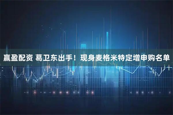 赢盈配资 葛卫东出手！现身麦格米特定增申购名单